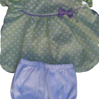 Conjunto menina verde com detalhes lilás