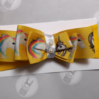 Faixa cabelo amarela unicórnio