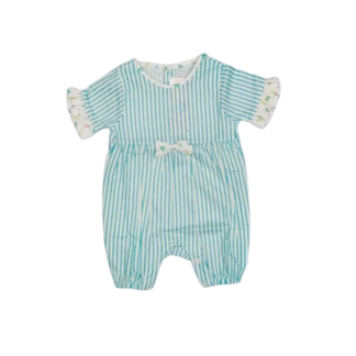 Macacão  menina curto listrado verde