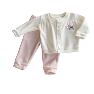 Conjunto abrigo plush cravejado