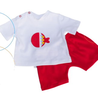 Conjunto fish color c/bermuda vermelha