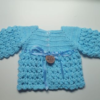 Casaco crochê azul