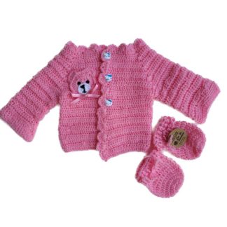 Casaco crochê e luvinhas PR