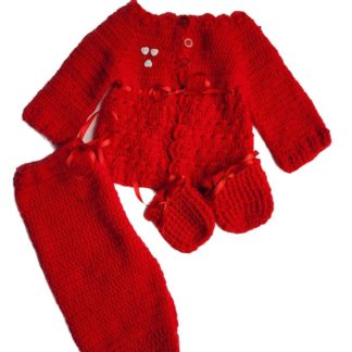 Conjunto crochê 3 pçs vermelho