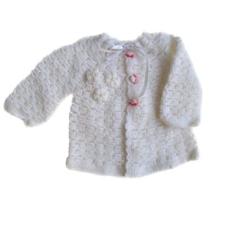 Casaco crochê branco menina