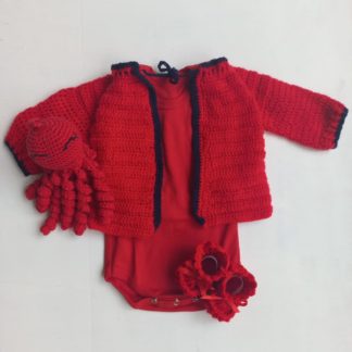 casaco crochê vermelho